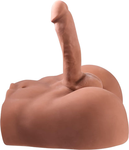 Lifelike Torso Male Sex Doll with Flexible Dildo, Realistic Sex Huge Cock 7.08 inches. Men Sex Dolls for Women Masturbation. Unisex Masturbator Sex Toy for Men, Women, Gay Couples.