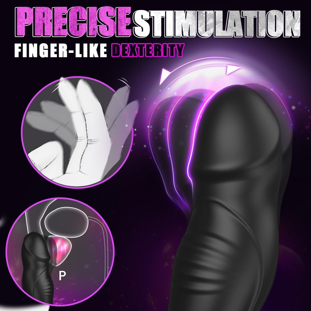 Wiggling Anal Vibrator Prostate Massager with Cock Ring. 9 Swing Thrusting & Vibrating Remote Control Anal Plug Dildo Shaped. Adult Male Sex Toys for Beginner & Advanced Player, Gay Toy for Men, Couples