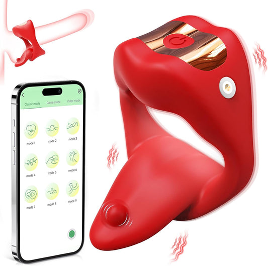 Vibrating Cock Ring Sex Toys for Men. Penis Ring Tongue Design with 9 Vibration Modes. Adult Toys Vibrator with App Control. Male Couples Sex Toys Clitoral Vibrator. Adult Sex Toys & Games for Couples