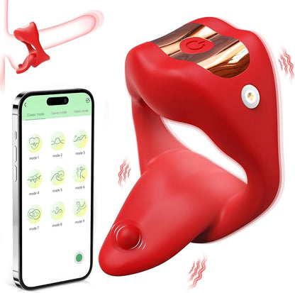 Vibrating Cock Ring Sex Toys for Men. Penis Ring Tongue Design with 9 Vibration Modes. Adult Toys Vibrator with App Control. Male Couples Sex Toys Clitoral Vibrator. Adult Sex Toys & Games for Couples