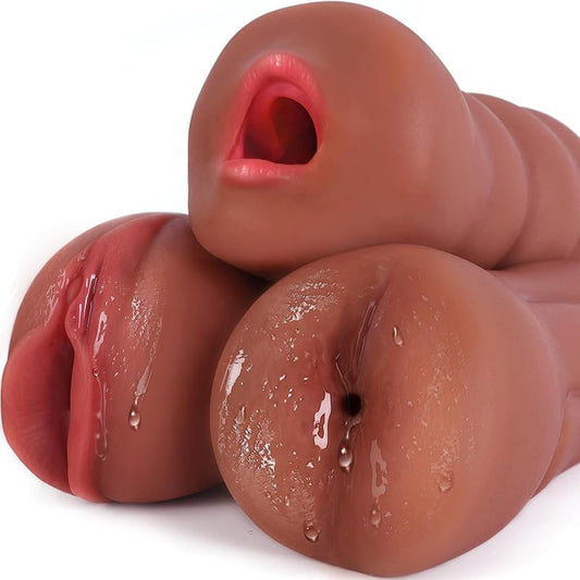Sex Toys Male Pocket Pussies Sex Toy - Trio Pack of 3 Mouth Sex Doll. Vagina Blowjob Male Masturbator. Anal Flesh Light. Silicone Stroker for Men's Pleasure. Consoladores Sex Toys for Men