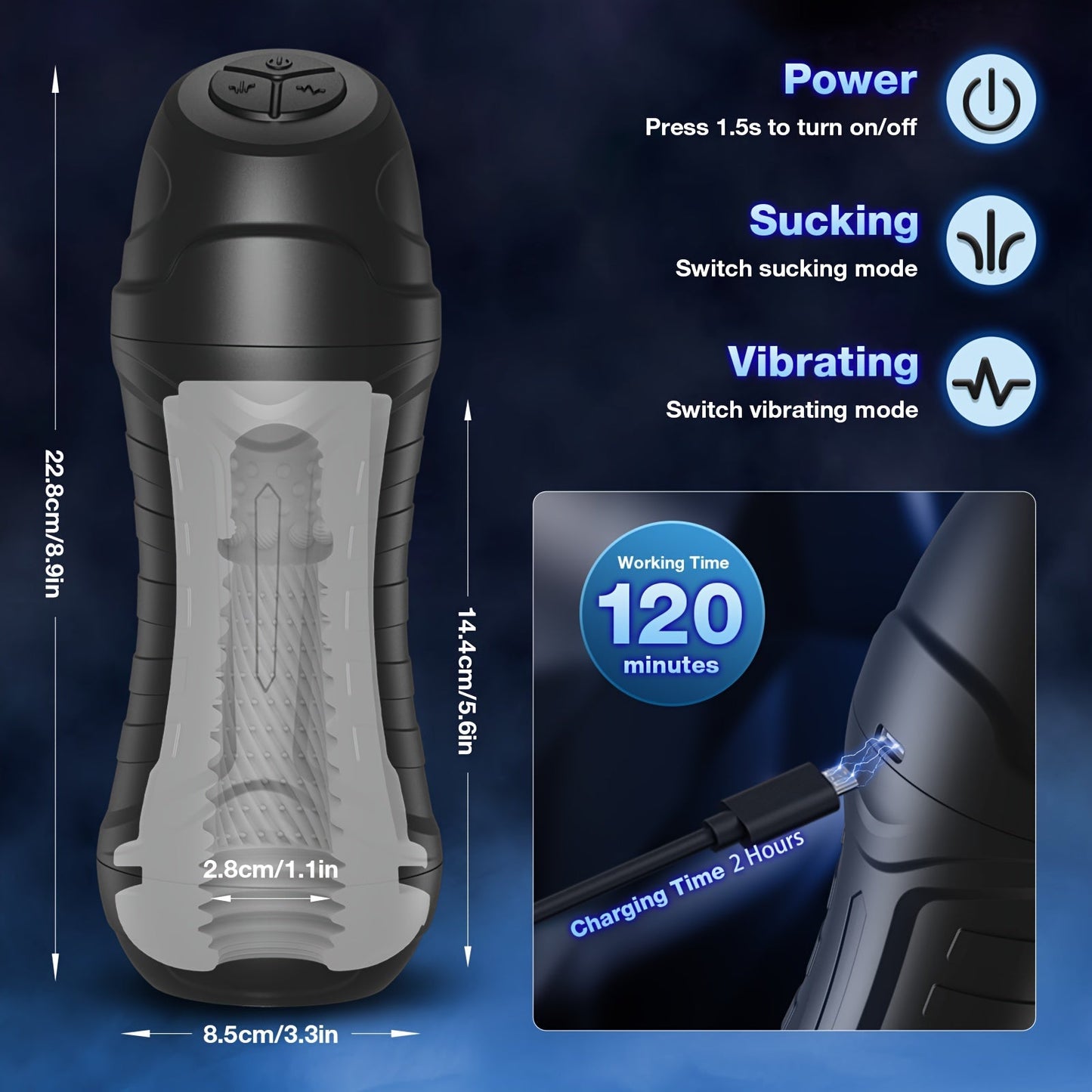 Sucking Male Masturbator Sex Toys - Bszone Upgraded Male Sex Toy Automatic Male Masturbators Cup with 10 Vibration & Suction Modes Adult Toys. Men's Penis Pump Stroker Pocket Pussy with 3D Textured