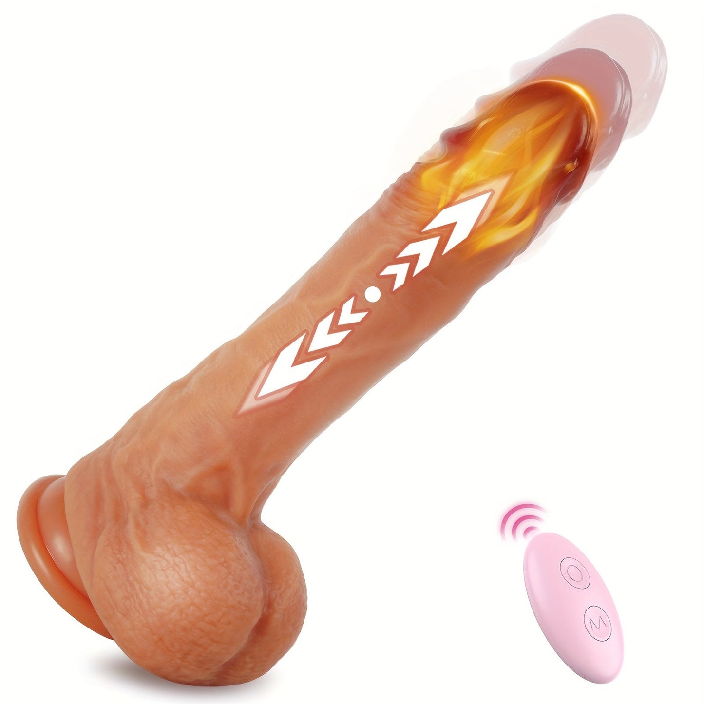 Thrusting Dildo Vibrator Sex Toys - 8.8 3-in-1 Heated Realistic G-Spot Anal Vibrating Dildo with 3 Telescopic & 5 Vibration Modes Adult Toy. Strap-on Thick Silicone Dildos for Women Couples