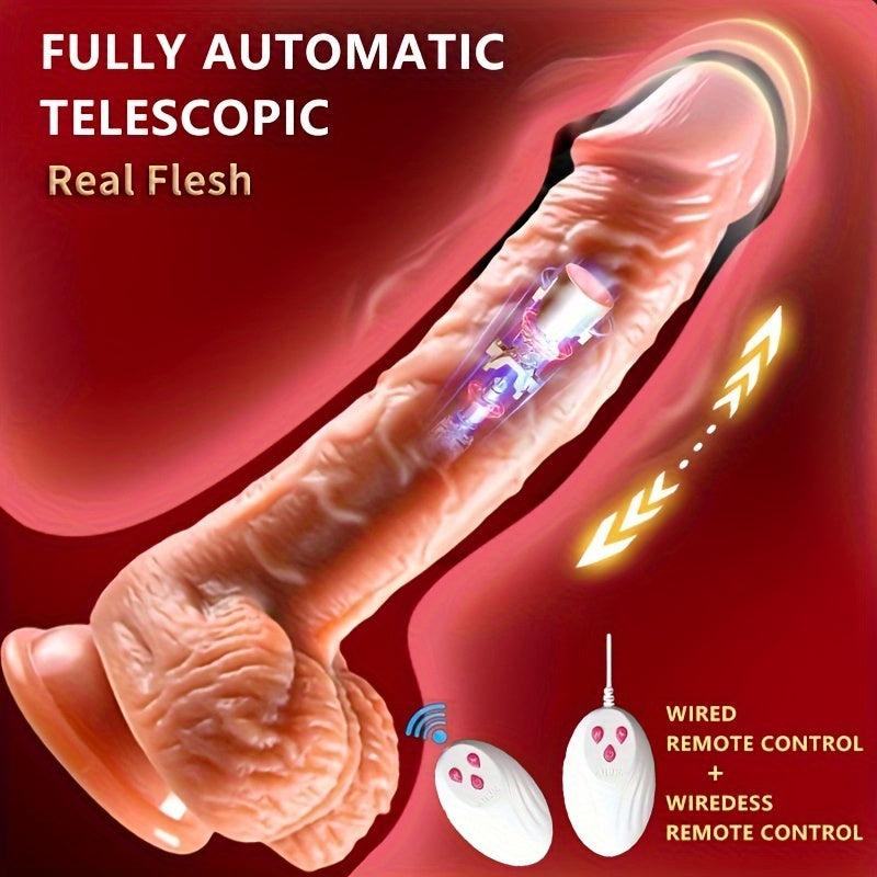 Thrusting Dildo Vibrator for Women. 3-in-1 Realistic Vibrating Dildo with 3 Insertion and 6 Vibration Modes. Remote Control Sex Toy for Female Sexual Pleasure. Adult Toys for Adult Females