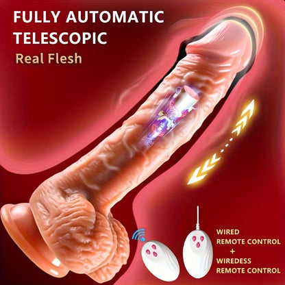 Thrusting Dildo Vibrator for Women. 3-in-1 Realistic Vibrating Dildo with 3 Insertion and 6 Vibration Modes. Remote Control Sex Toy for Female Sexual Pleasure. Adult Toys for Adult Females