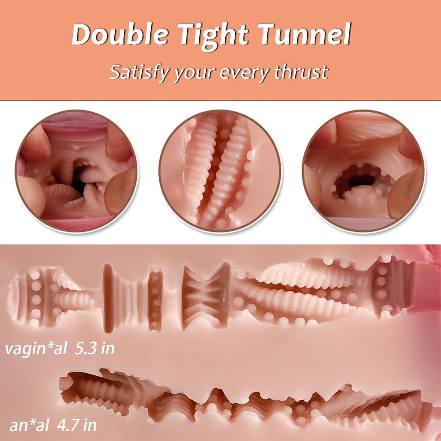 Vibrating Sex Doll Torso - 2Kg Pocket Pussy Ass Male Stroker Adult Realistic Sex Doll Hands Free Stroker Soft Butt Toy for Men with 10 Vibration Modes Sex Dolls Adult Toys for Men Vagina Anal Sex