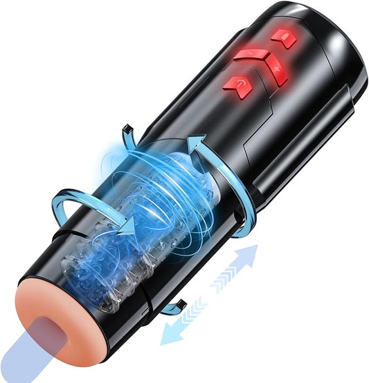 Sex Toy Male Masturbators Cup: Automatic Adult Toys with Rotating & Thrusting Hand-Free Pocket Pussy Stroker with Realistic Silicone Sleeve - Erotic Penis Games for Men Electric Men Blowjob Machine