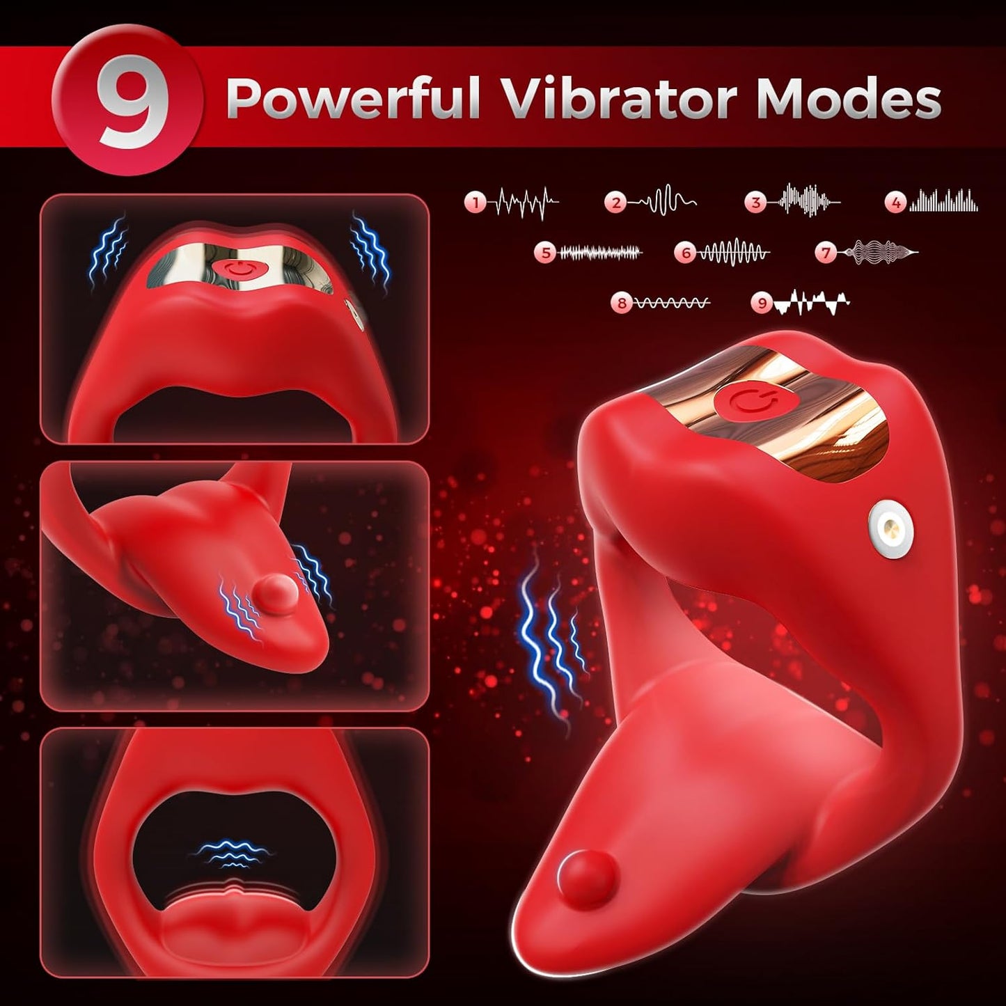 Vibrating Cock Ring Sex Toys for Men. Penis Ring Tongue Design with 9 Vibration Modes. Adult Toys Vibrator with App Control. Male Couples Sex Toys Clitoral Vibrator. Adult Sex Toys & Games for Couples