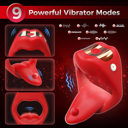 Vibrating Cock Ring Sex Toys for Men. Penis Ring Tongue Design with 9 Vibration Modes. Adult Toys Vibrator with App Control. Male Couples Sex Toys Clitoral Vibrator. Adult Sex Toys & Games for Couples