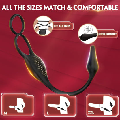Male Sex Toys for Men Prostate Massager - 4-in-1 Vibrating Cock Ring Penis Ring with Remote Control. 7 Modes Anal Toys Butt Plug G Spot Vibrator Dildo Vibrating Anal Plug Adult Sex Toy for Couples Men