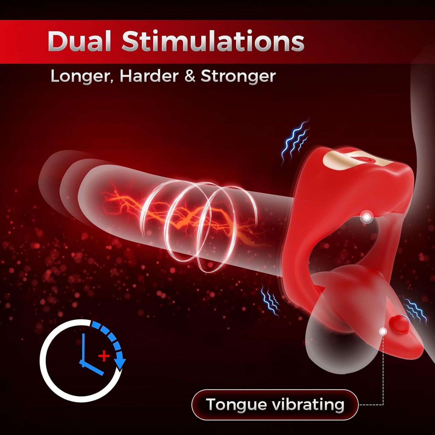 Vibrating Cock Ring Sex Toys for Men. Penis Ring Tongue Design with 9 Vibration Modes. Adult Toys Vibrator with App Control. Male Couples Sex Toys Clitoral Vibrator. Adult Sex Toys & Games for Couples