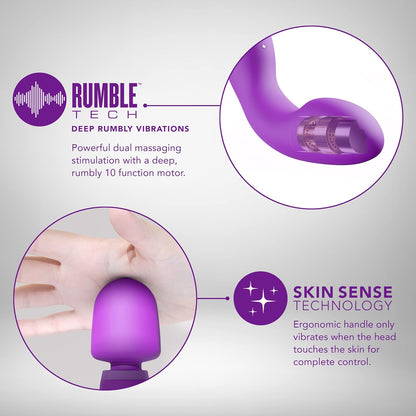 Blush Wellness Dual Sense - Innovative Touch-Sensitive Ultra Soft Silicone Massage Wand - Targets Sore Muscles - 10 Powerful Rumbly Vibration Functions On Both Ends of Massager - IPX7 Waterproof