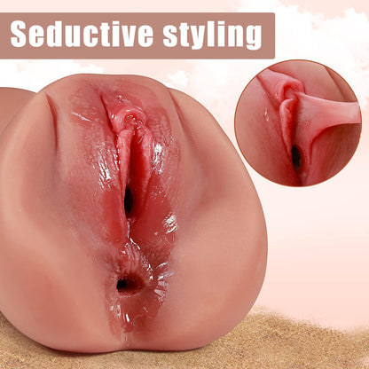2-in-1 Male Masturbators with 3D Realistic Textured Pocket Pussy and Tight Anus Sex Stroker. Sex Toys. Adult Toy. Men's Blowjob Anal Play.