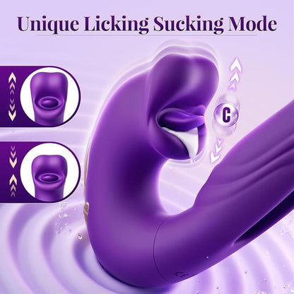 3 in 1 Tongue Licking Finger Flapping G Spot Dildo Vibrator Sex Toys for Women Clitoral Stimulation Massager Adults Masturbator