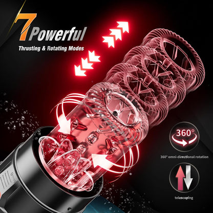 Male Masturbator Penis Pump - Male Sex Toys for Men with Upgraded 12 S Vacuum Pump & 7 Thrusting Rotating Vibrating Sucking Licking LCD Adult Toys Men's Sex Toys Pumps & Enlargers