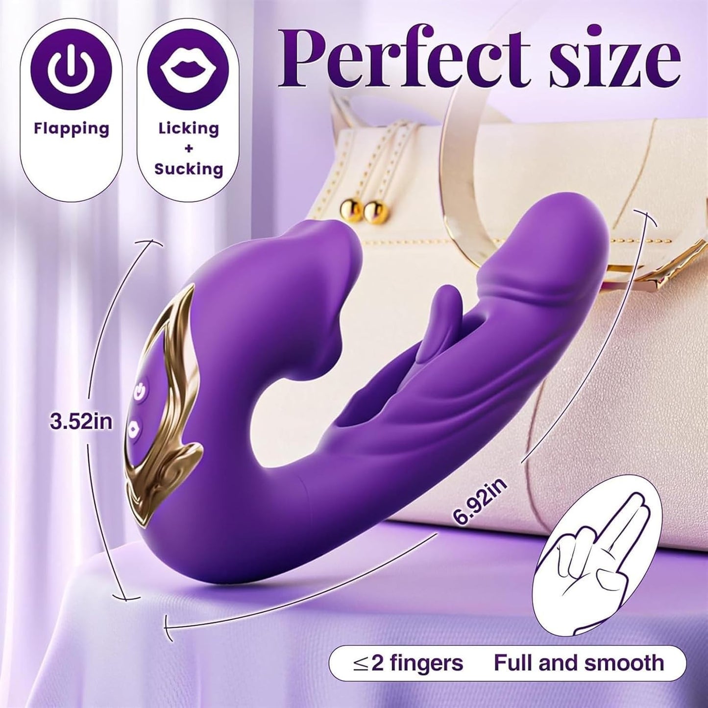 3-in-1 Tongue Licking Finger Flapping G-Spot Dildo Vibrator Sex Toys for Women Clitoral Stimulation Massager Adults Masturbator