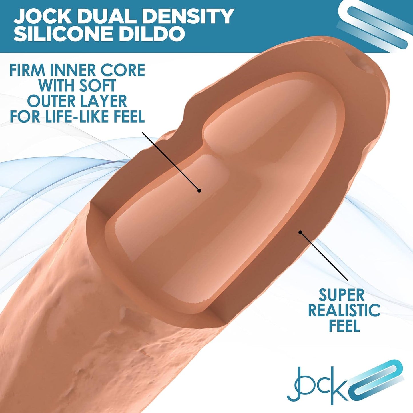 Jock 6 Dual Density Dildo for Men, Women, & Couples. Body Safe Ultra Realistic Premium Silicone Dildo. 1 Realistic Dildo, 6 Inches, Light.