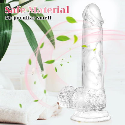 7.3-inch soft dildo. Realistic dildo. Human-safe material. With powerful suction cups. Suitable for women/men/gay. Adult toys for women or beginners.