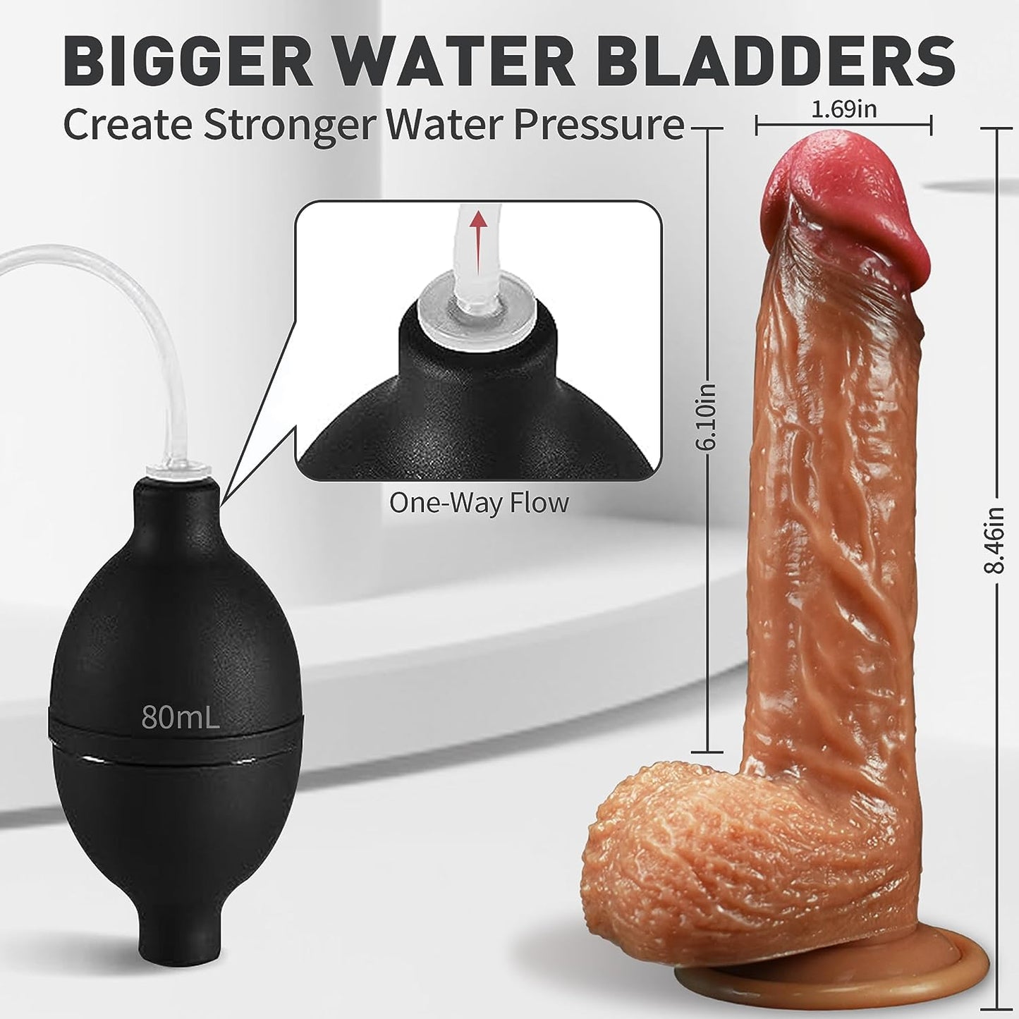 Realistic Squirting Dildo Silicone Ejaculating Dildo. 8.46 Lifelike Suction Cup Dildo for Hands Free Play. Soft Dildo with Curved Shaft and Balls. Adult Sex Toys for Women G Spot and Anal Prostate