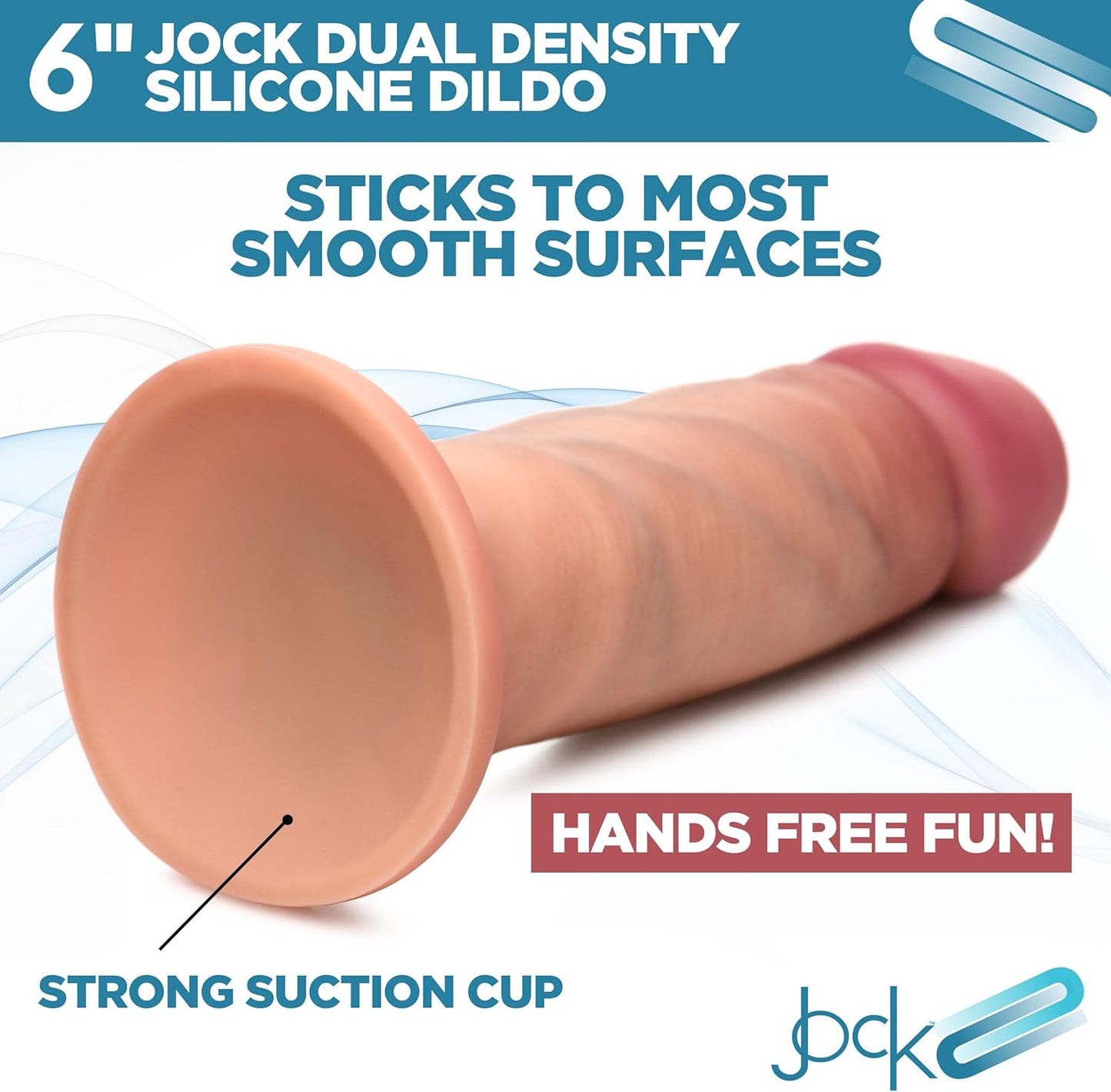 Jock 6 Dual Density Dildo for Men, Women, & Couples. Body Safe Ultra Realistic Premium Silicone Dildo. 1 Realistic Dildo, 6 Inches, Light.