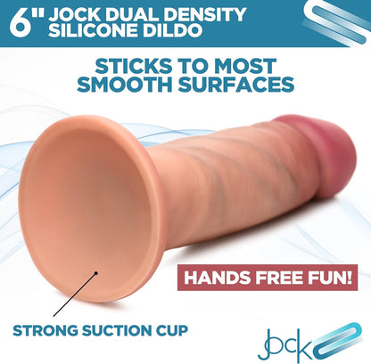 Jock 6 Dual Density Dildo for Men, Women, & Couples. Body Safe Ultra Realistic Premium Silicone Dildo. 1 Realistic Dildo, 6 Inches, Light.