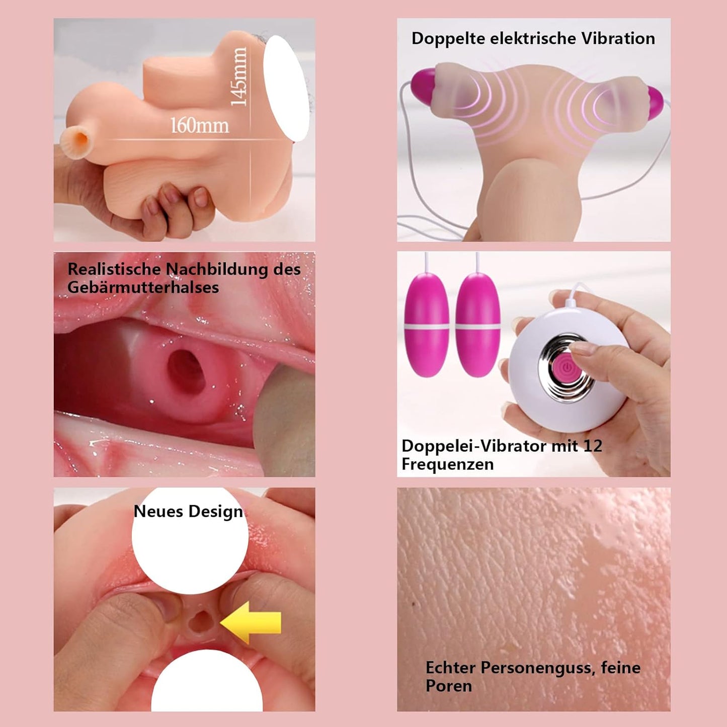 Vibrating Womb Masturbator. Male Masturbators, Pocket Pussy Realistic Stroker, Lifelike Vaginal Oral Sex Toys for Male Masturbation