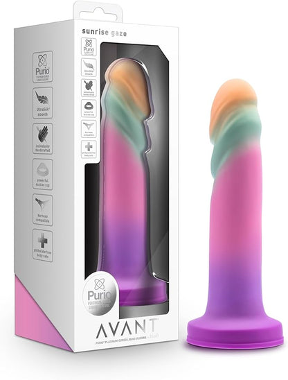 Blush Avant Sunrise Gaze Artisan 7.5 Inch Dildo – Hand Crafted with Purio® Liquid Silicone Wrapped in Satin Smooth UltraSilk® – Suction Cup Base & Harness Compatible - Sherbet