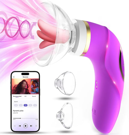 Sucking Vibrator Women's Sex Toys - Upgraded App Adult Toys. 5 Tongue Licking Vibrators. 8 Auto & 1 Manual Suction Sex Toy. Nipple Anal Clitoral G-Spot Vibrator Stimulator for Female Couples Sex Toys