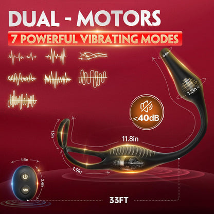 Male Sex Toys for Men Prostate Massager - 4-in-1 Vibrating Cock Ring Penis Ring with Remote Control. 7 Modes Anal Toys Butt Plug G Spot Vibrator Dildo Vibrating Anal Plug Adult Sex Toy for Couples Men