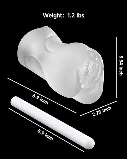 3 in 1 Male Masturbator Realistic Pocket Pussy with Drying Stick & Waterproof Storage Bag. Onahole Double-Ended Male Sex Toy Mouth Tongue Textured Vagina & Tight Anus for Men Masturbation(Clear)