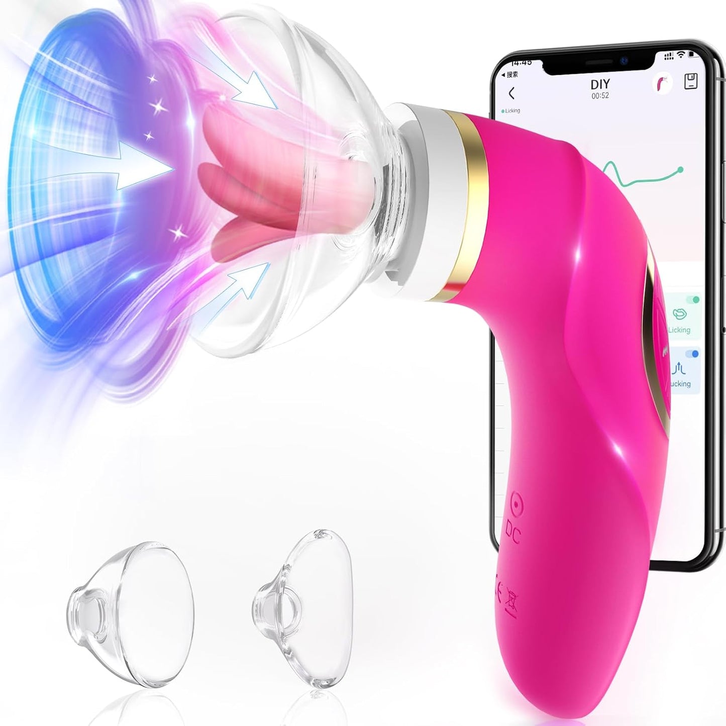 Sucking Vibrator Women's Sex Toys - Upgraded App Adult Toys. 5 Tongue Licking Vibrators. 8 Auto & 1 Manual Suction Sex Toy. Nipple Anal Clitoral G-Spot Vibrator Stimulator for Female Couples Sex Toys