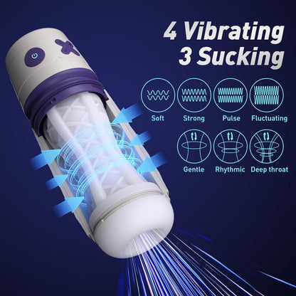 Automatic Male Masturbator. Male Masturbators Cup with 8 Vibrating & Sucking Modes. Pocket Sexual Juguetes Cup. Sucking Pussy Penis Suction Pump Sleeve. Electric Adult Sex Toys for Men Pleasure