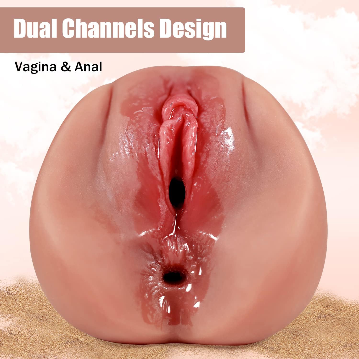 2 in 1 Male Masturbators with 3D Realistic Textured Pocket Pussy and Tight Anus Sex Stroker.Sex toys Adult Toy.Men's Blowjob Anal Play