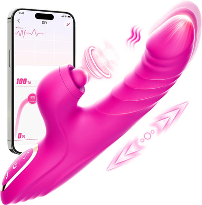 Vibrator Thrusting Dildo for Women Toendi G Spot Vibrator Clitoral Stimulator Sex Toys Dildos Vibrator with 10 Vibration 7 Thrust Mode with Licking. Rabbit Vibrators Adult Sex Toy for Women and Couple