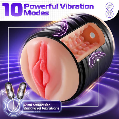 Male Masturbator Sex Toys for Men. Lifelike Adult Male Sex Toys, 10 Vibrations. Sex Toy for Men, Open-Ended Penis Pump, Fleshy Textured Adult Toys for Men. Sex Machine, Male Vibrators, Realistic Stroker.