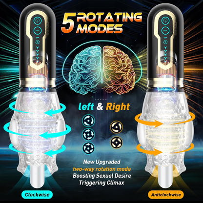 Automatic Blowjob Male Masturbator. Adult Sex Toys for Men. 7 Vibrating & 5 Rotating & 5 Thrusting Modes with Penis Stimulation. Rotating Male Masturbation Pocket Pussy for Men Pleasure Realistic