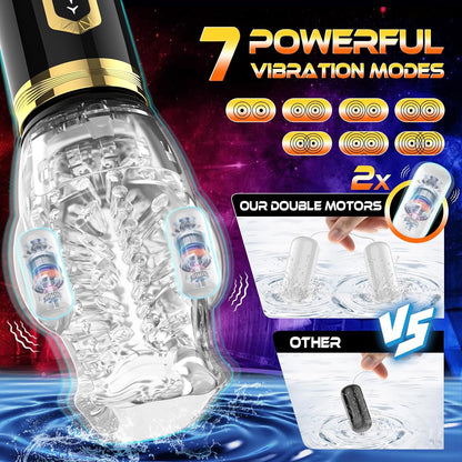 Automatic Blowjob Male Masturbator. Adult Sex Toys for Men. 7 Vibrating & 5 Rotating & 5 Thrusting Modes with Penis Stimulation. Rotating Male Masturbation Pocket Pussy for Men Pleasure Realistic