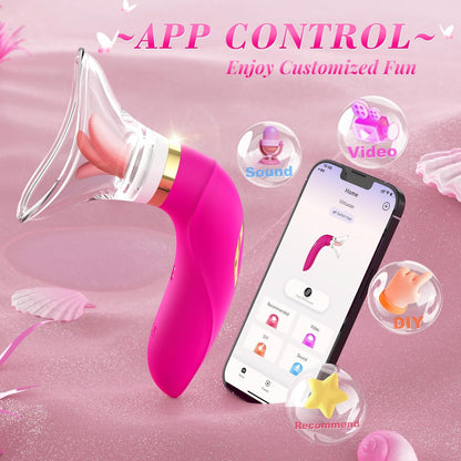 Sucking Vibrator Women's Sex Toys - Upgraded App Adult Toys. 5 Tongue Licking Vibrators. 8 Auto & 1 Manual Suction Sex Toy. Nipple Anal Clitoral G-Spot Vibrator Stimulator for Female Couples Sex Toys