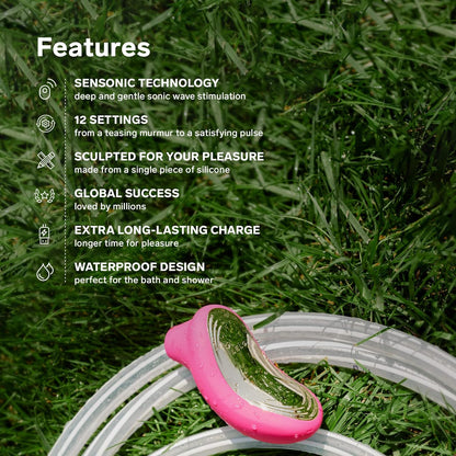 LELO SONA 2 Sonic Waves Clit Sucker. Waterproof Clit Vibrator Oral Stimulator Vibrator for Women for Deeper Satisfaction. Cerise