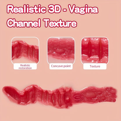 Realistic Tactile Male Masturbation Toy. Soft Flexible Pocket Design. 3D Lifelike Female Texture and Intense Anal Design. Portable Adult Male Pleasure Aid. TPE Material. No Batteries Required.