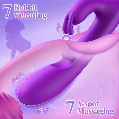 G Spot Vibrator Sex Toys - 3 In 1 Adult Sex Toys With 10 Rubbing & 7 Vibrating & 7 Massaging. Clitoral Stimulator Dildo Rabbit Vibrators Women Sex Toy For Female And Couples Pleasure. Violet