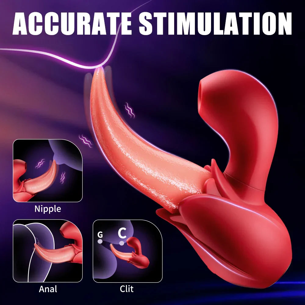 Tongue Sucking Vibrators for Women - Nipple G-Spot Vagina Clitoris Stimulator, Female Silicone Massager, Adult Sex Toy