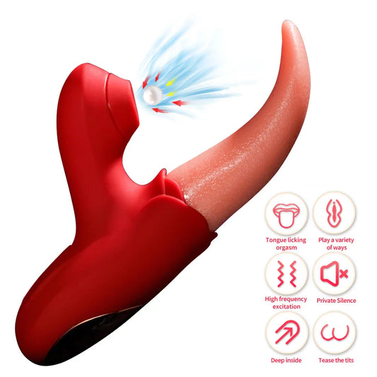 Tongue Sucking Vibrators for Women - Nipple G-Spot Vagina Clitoris Stimulator, Female Silicone Massager, Adult Sex Toy
