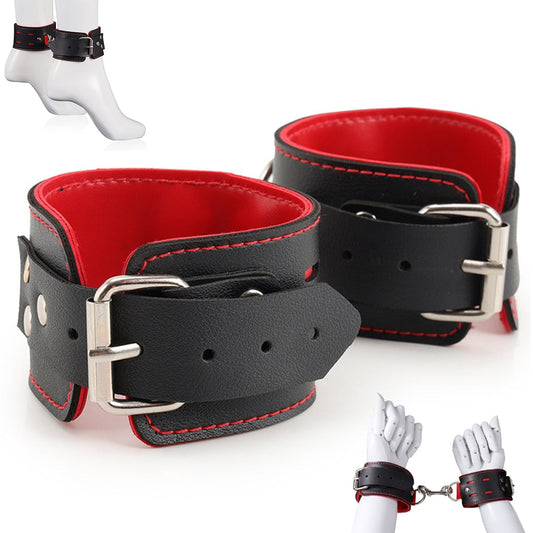 Adjustable Leather Handcuffs and Shackles BDSM Bondage Restraints Femdom Fun Adult Sex Bondage Sex Toys for Women and Couples