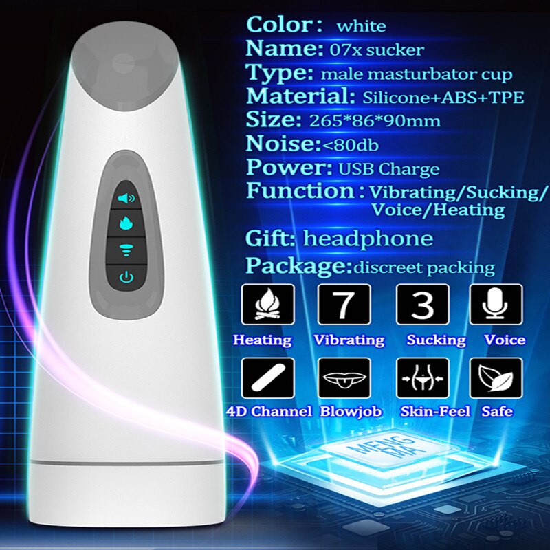 Air Heat Suction Male Masturbator Automatic Vacuum Sex Toy Erotic Oral BJ Cup Masturbation Vagina Masturbator for Women for Men