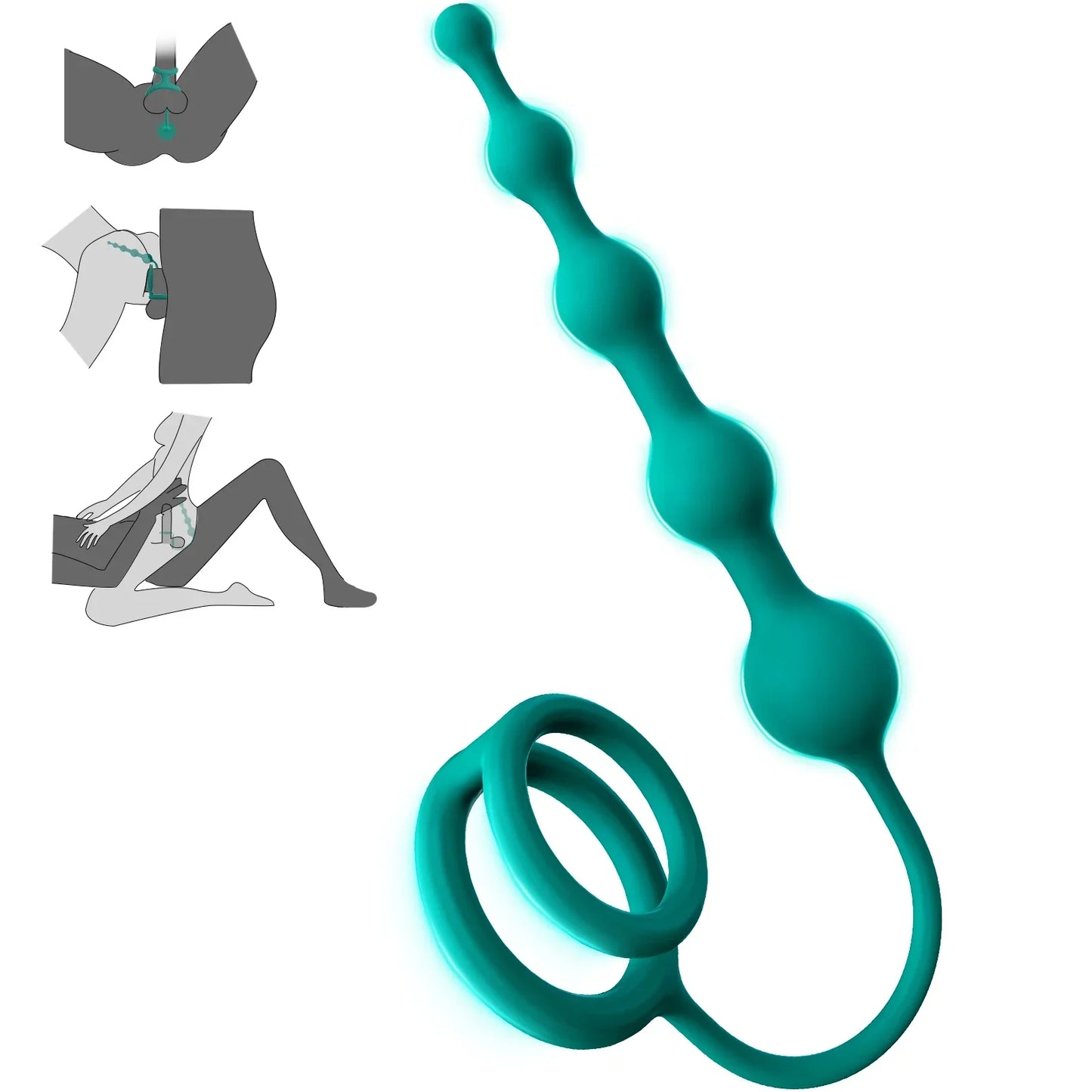 Anal Beads Butt Plug with Penis Cock Rings Men Prostate Massager Anal Plug Bullet G Spot Stimulator Adult Sex Toys for Women