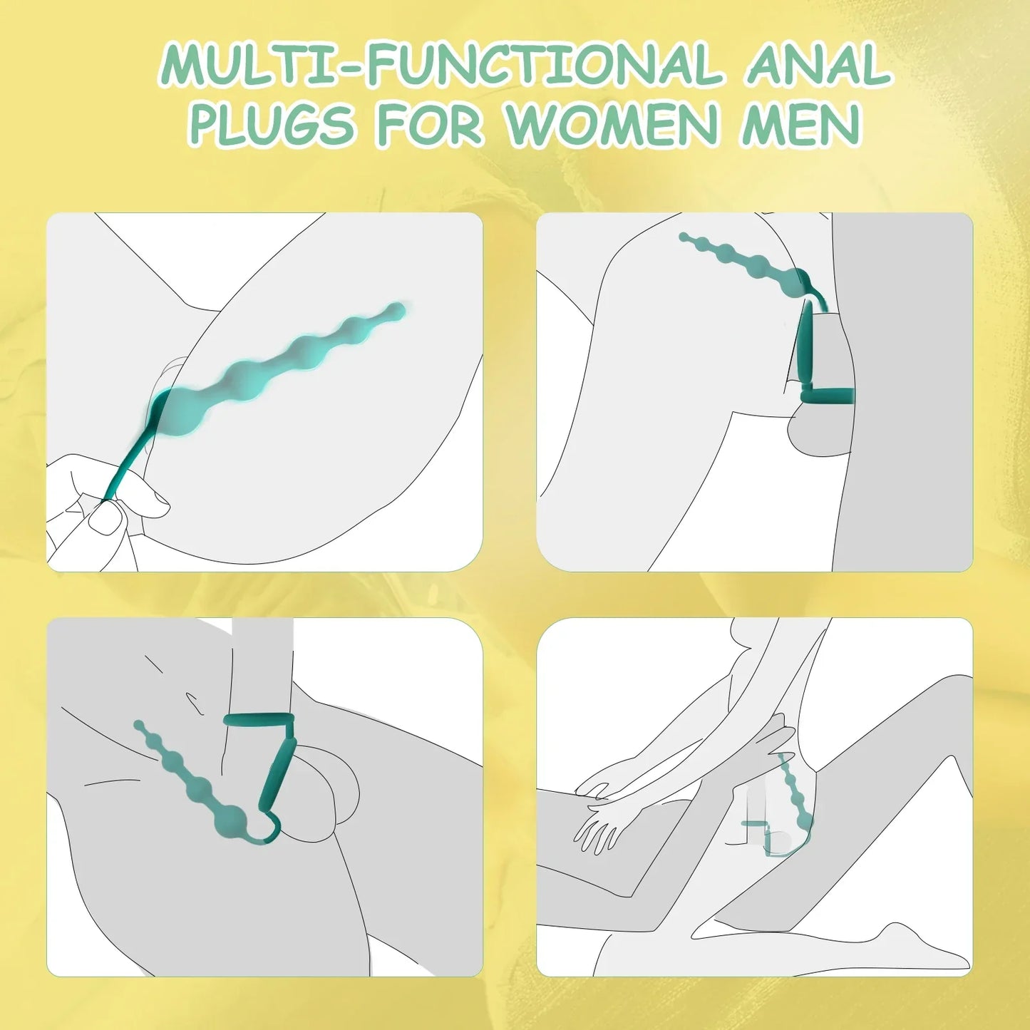 Anal Beads Butt Plug with Penis Cock Rings Men Prostate Massager Anal Plug Bullet G Spot Stimulator Adult Sex Toys for Women