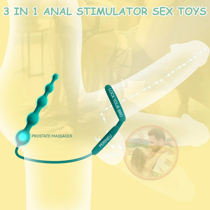 Anal Beads Butt Plug with Penis Cock Rings Men Prostate Massager Anal Plug Bullet G Spot Stimulator Adult Sex Toys for Women