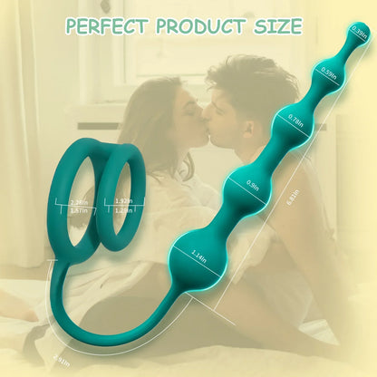 Anal Beads Butt Plug with Penis Cock Rings Men Prostate Massager Anal Plug Bullet G Spot Stimulator Adult Sex Toys for Women