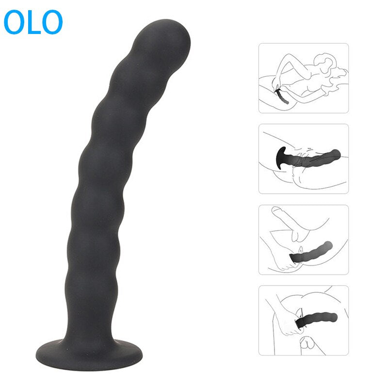 Anal Plug Prostate Massager Sex Products Vaginal Stimulator with Strong Suction Cup Silicone Bead Dildo Sex Toys for Men and Women